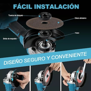 Foto 3 | Esmeriladora Angular Inalámbrica Sin Escobillas Eo Safe Imports Esi-14948 Azul