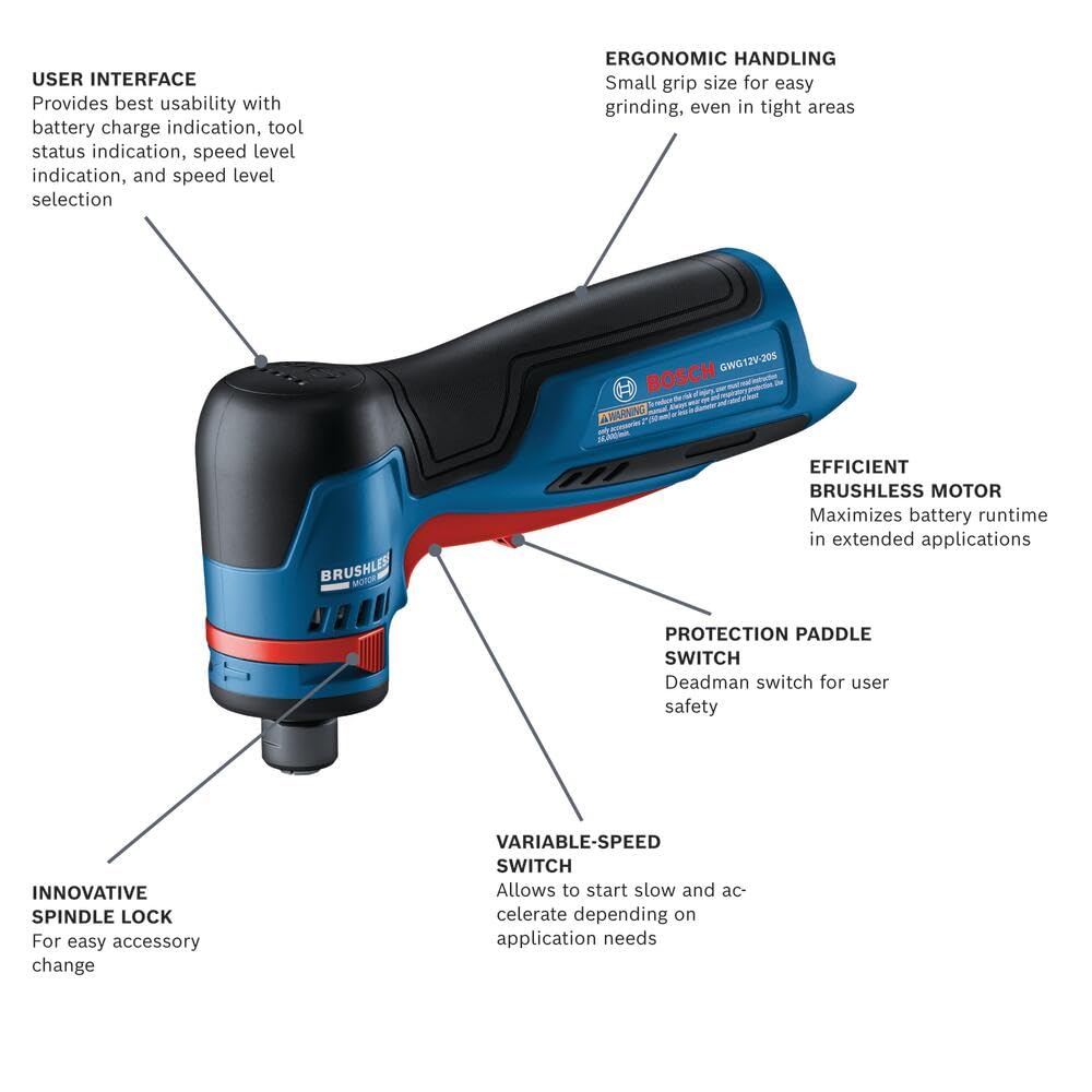 Foto 3 pulgar | Amoladora Bosch Gwg12v-20sn 12 V Max 6 Mm Compacta Y Ligera - Venta Internacional.