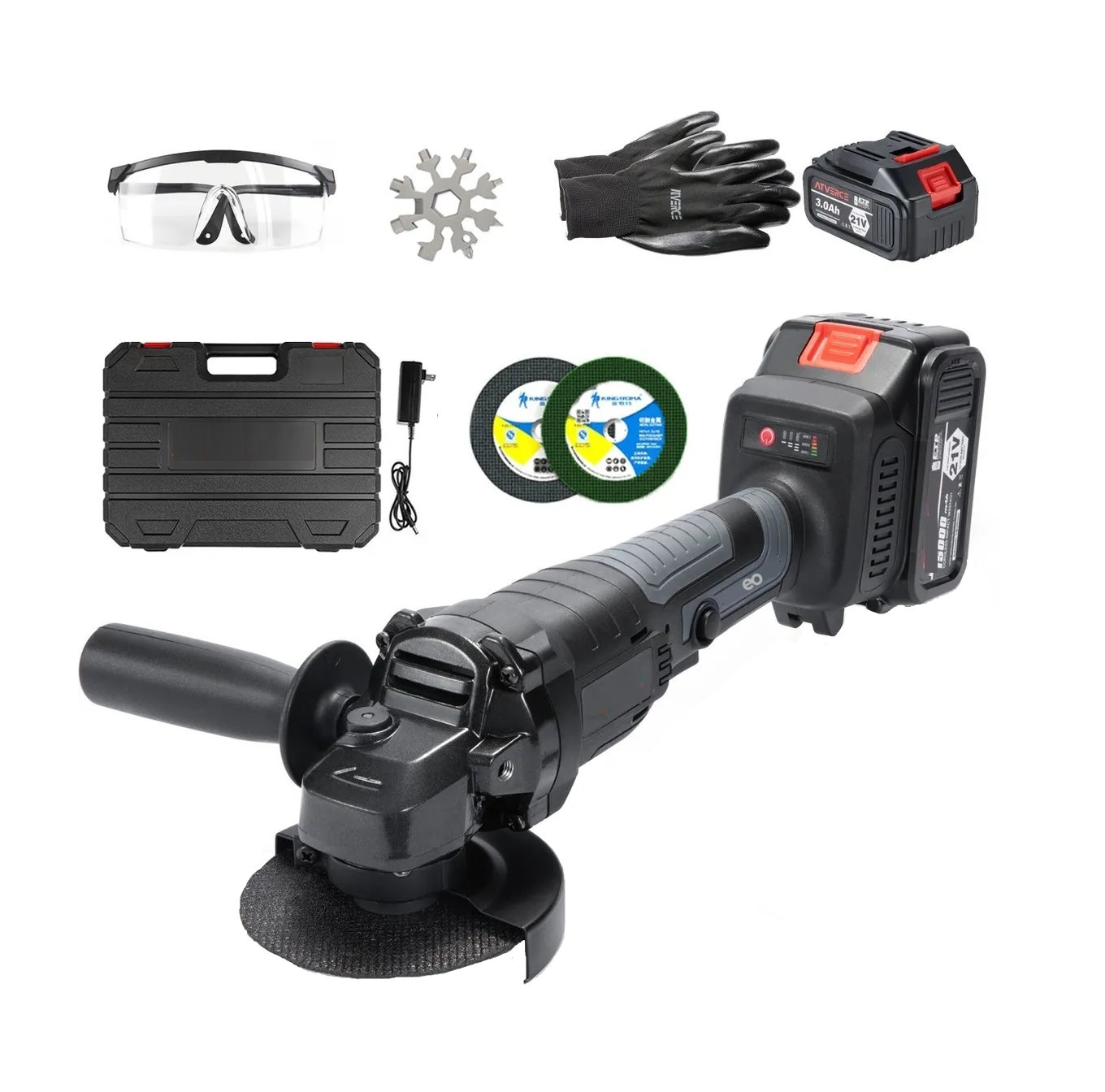 Foto 1 | Kit Esmeriladora Angular Disco Inalámbrica, Eo Safe Imports Esi-875-1 Negro