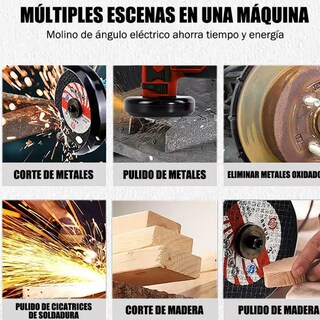 Foto 4 | Mini Amoladora Angular Recargable 12 Voltios 75mm 2 Pilas Eo Safe Imports Esi-18698 Rojo