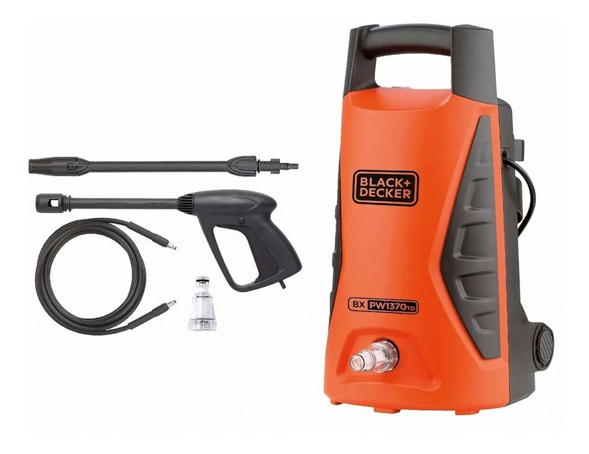 Hidrolavadora Eléctrica Black & Decker 1450 Psi 1300w 6 Lt/min 4 Accesor B+d Pw1370td color Anaranjado