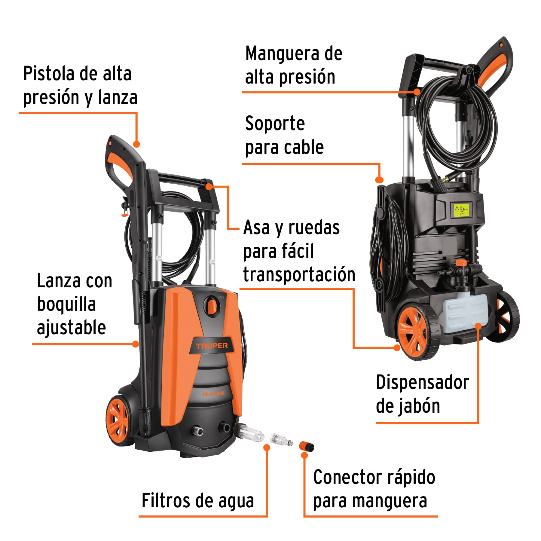 Foto 4 pulgar | Hidrolavadora Eléctrica 2000 Psi Truper color Anaranjado