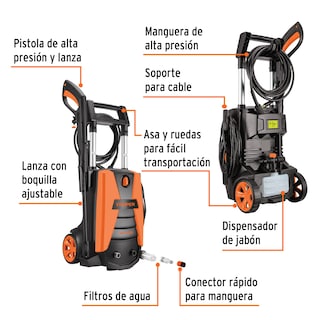 Foto 3 | Hidrolavadora Eléctrica 2000 Psi Truper color Anaranjado