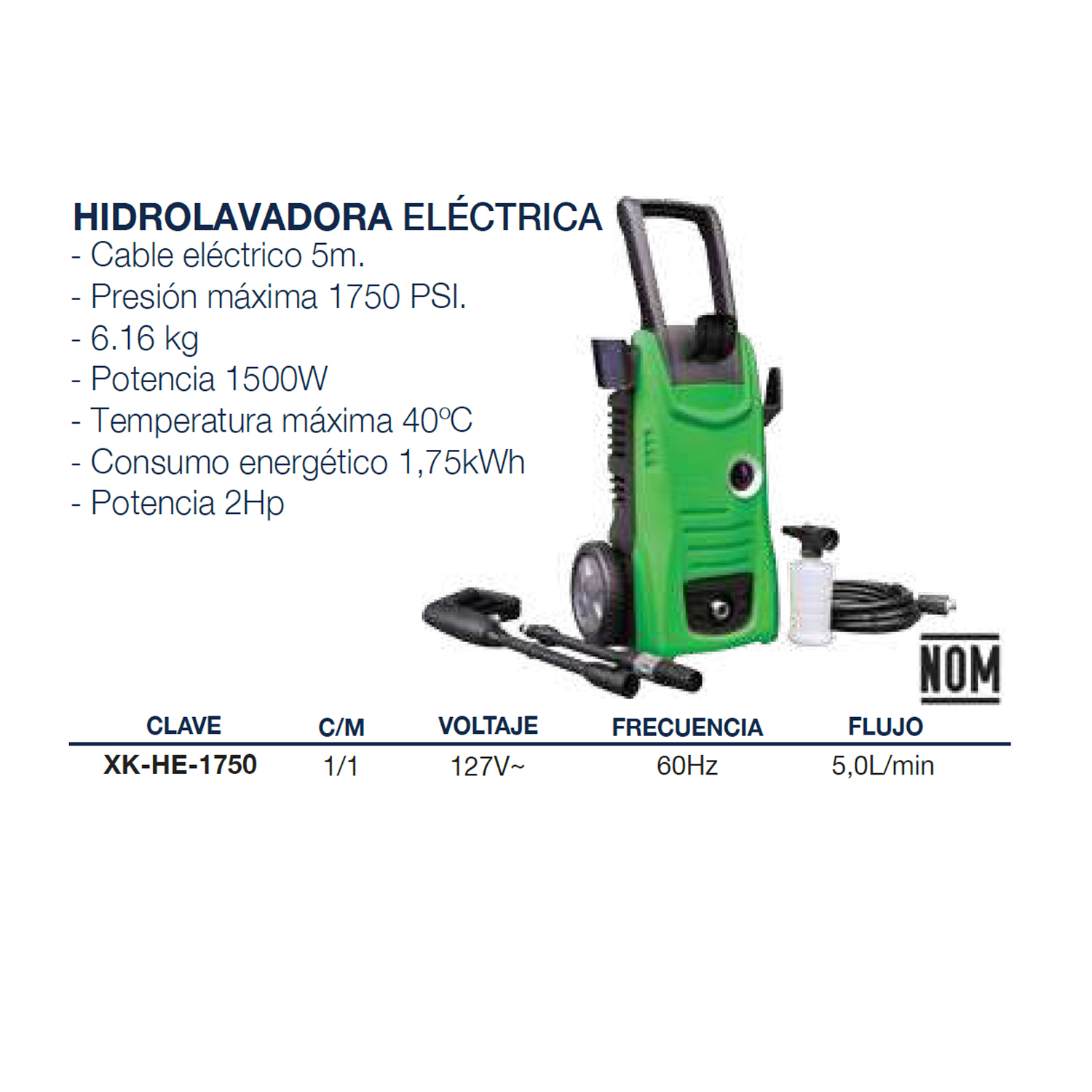 Foto 2 | Hidrolavadora Portátil Electrica Alfa 1750 Psi 2 Hp 5 L x min color Verde