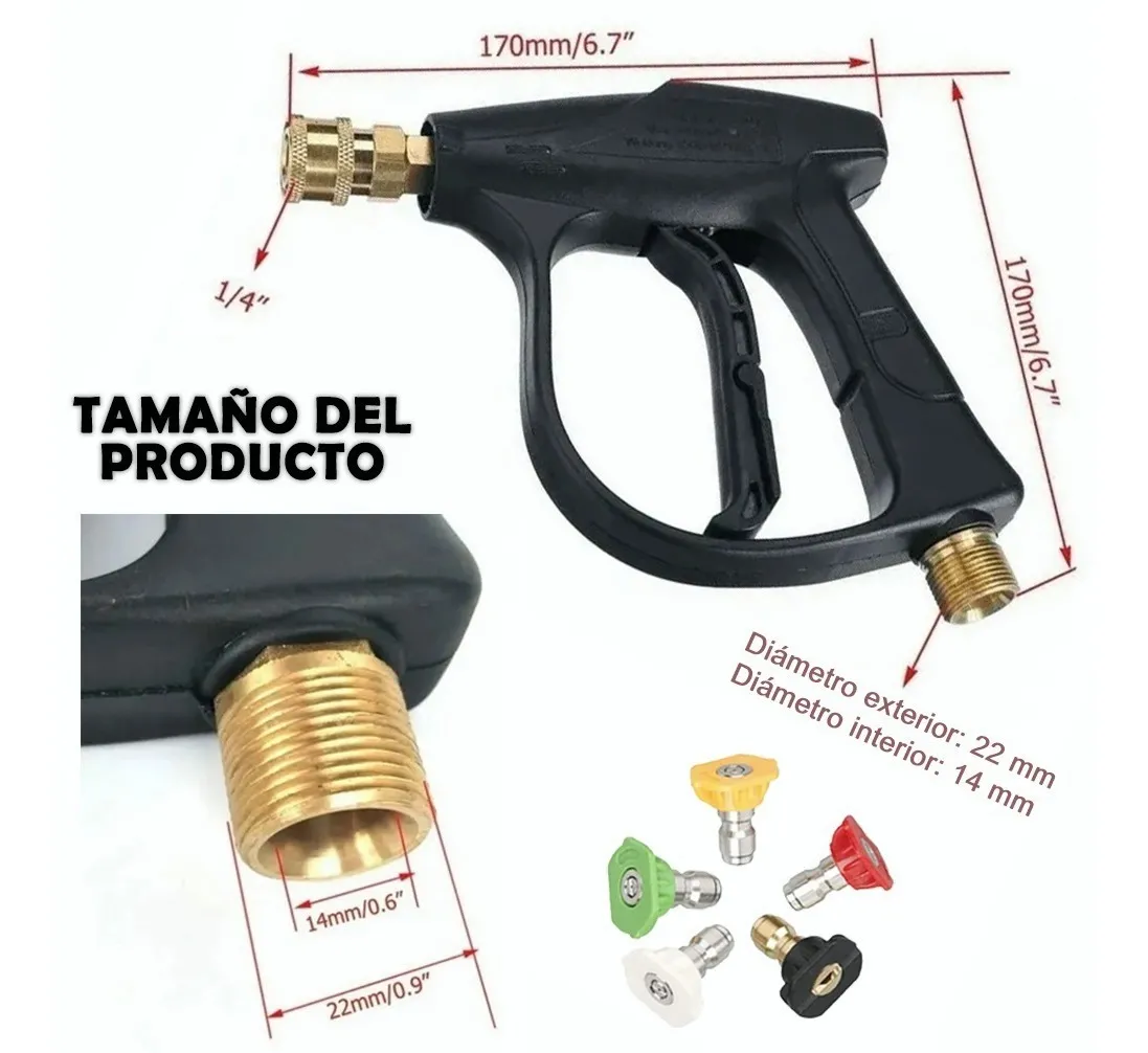 Foto 3 pulgar | Pistola de Lavado de Alta Presión Boquilla Puntas Múltiples