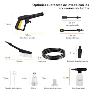 Foto 3 | Hidrolavadora Eléctrica Kingsman HIDROKING2000 color Amarillo 2000 Psi 1600w + Accesorios