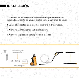 Foto 6 | Hidrolavadora Eléctrica Kingsman HIDROKING2000 color Amarillo 2000 Psi 1600w + Accesorios