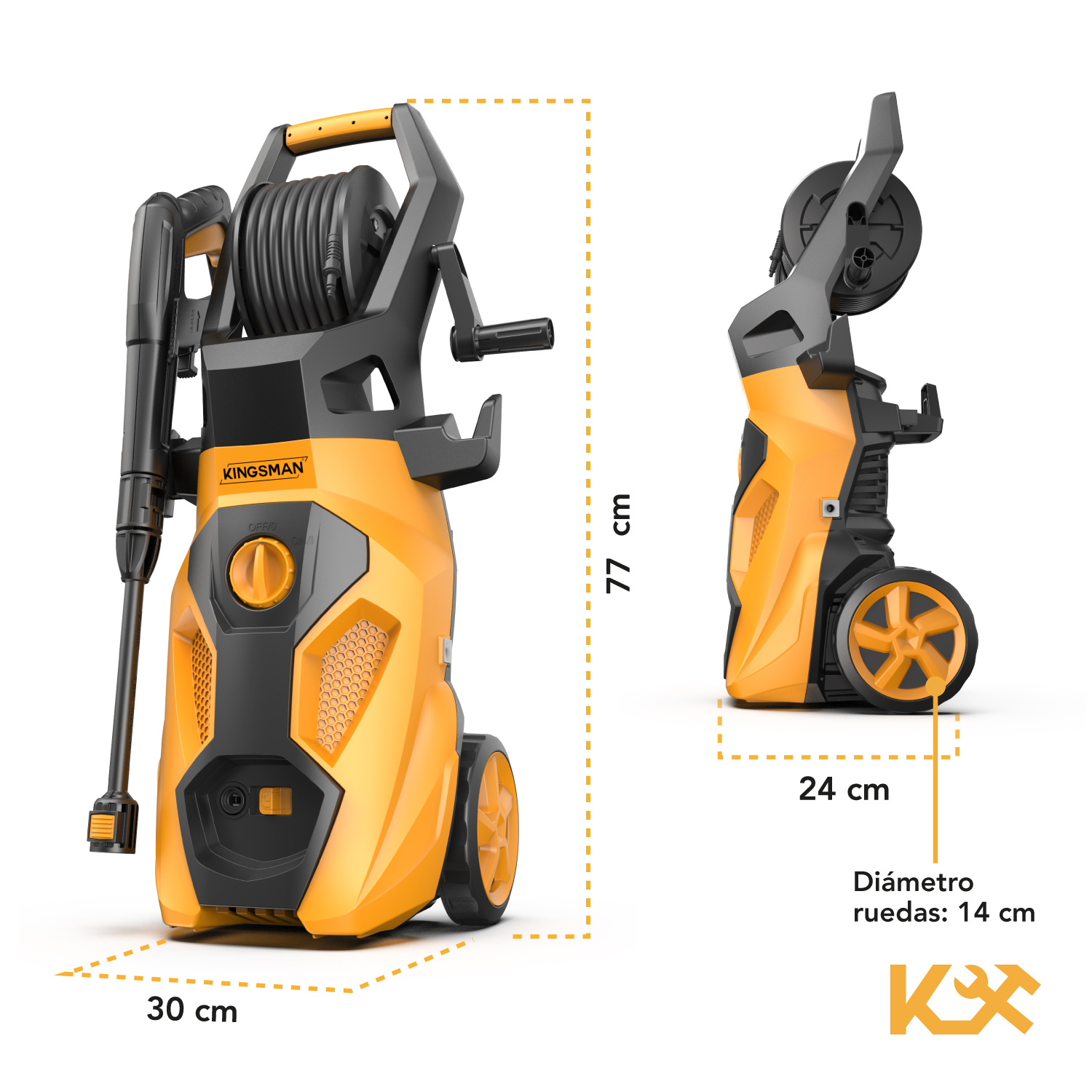 Foto 5 pulgar | Hidrolavadora Eléctrica Kingsman HIDROKING2200RC color Amarillo 2200 Psi 2000w + Accesorios