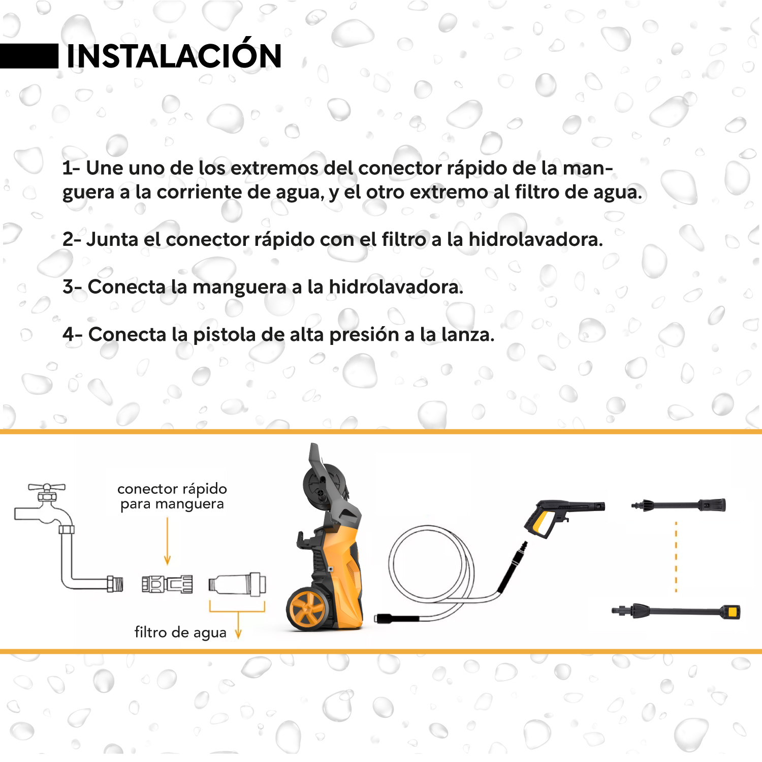 Foto 7 pulgar | Hidrolavadora Eléctrica Kingsman HIDROKING2200RC color Amarillo 2200 Psi 2000w + Accesorios