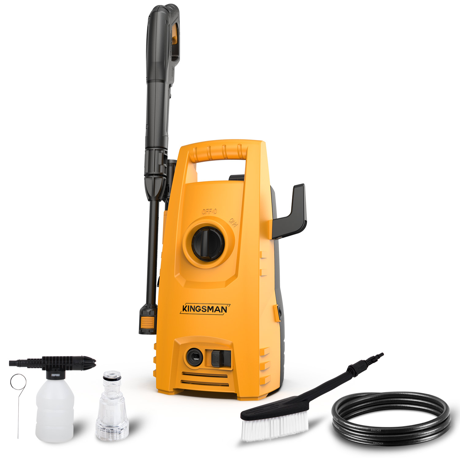 Hidrolavadora Eléctrica Kingsman HIDROKING1500 color Amarillo 1500 Psi 1400w + Accesorios