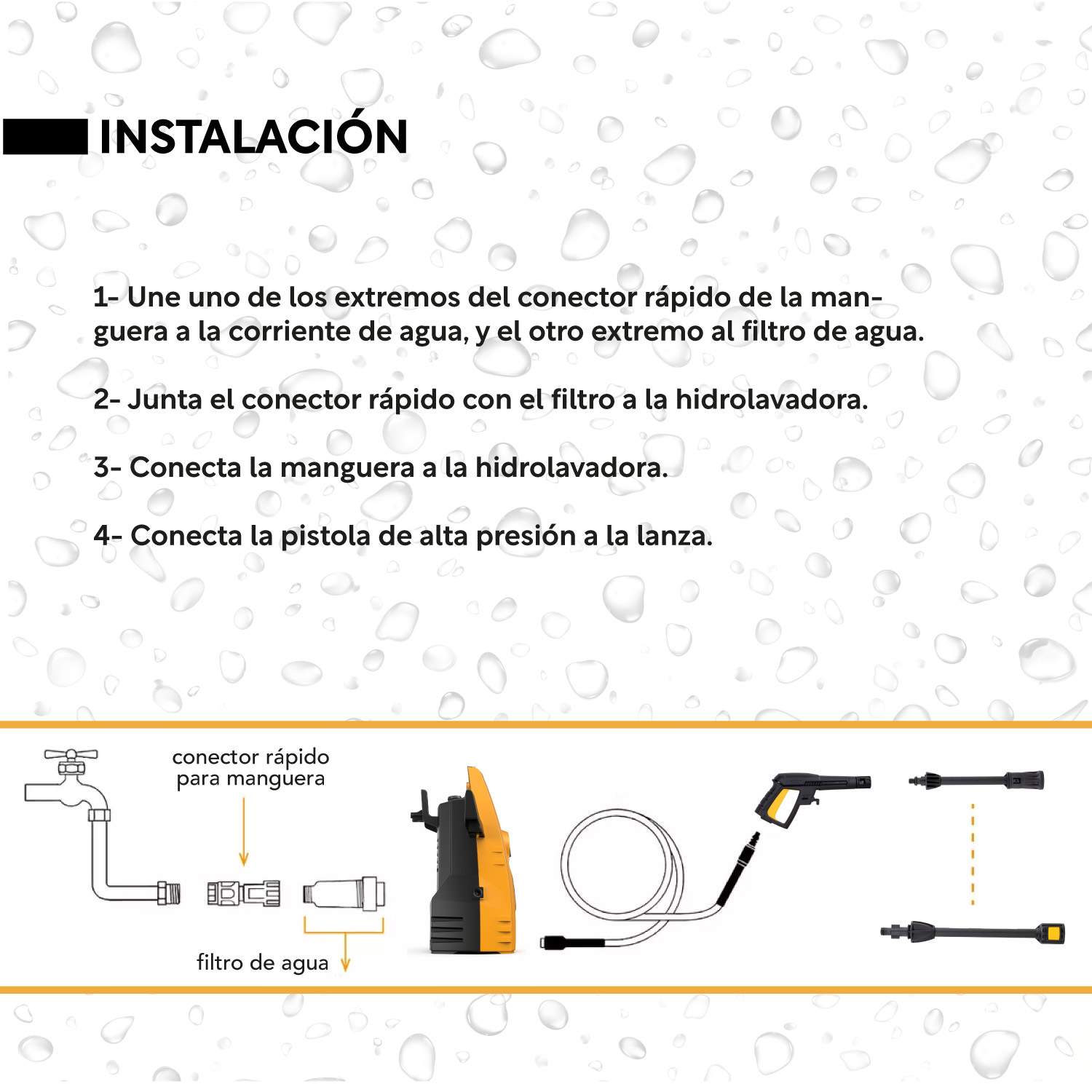 Foto 7 pulgar | Hidrolavadora Eléctrica Kingsman HIDROKING1500 color Amarillo 1500 Psi 1400w + Accesorios