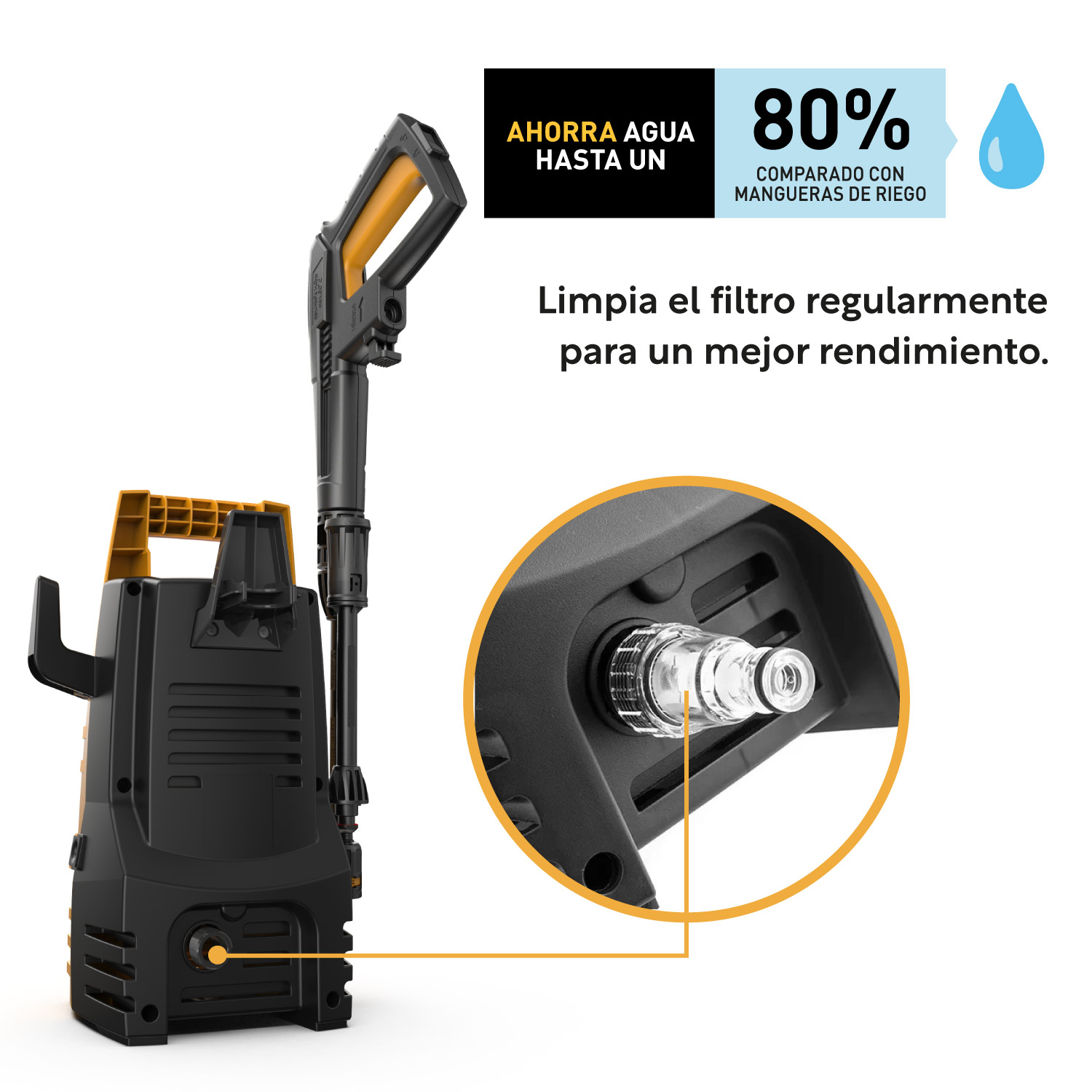 Foto 8 pulgar | Hidrolavadora Eléctrica Kingsman HIDROKING1500 color Amarillo 1500 Psi 1400w + Accesorios