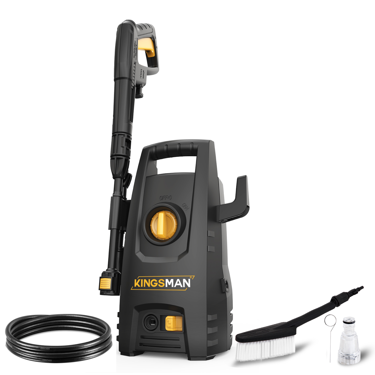 Hidrolavadora Eléctrica Kingsman Negra Portátil 1300 PSI 1200 W + Accesorios