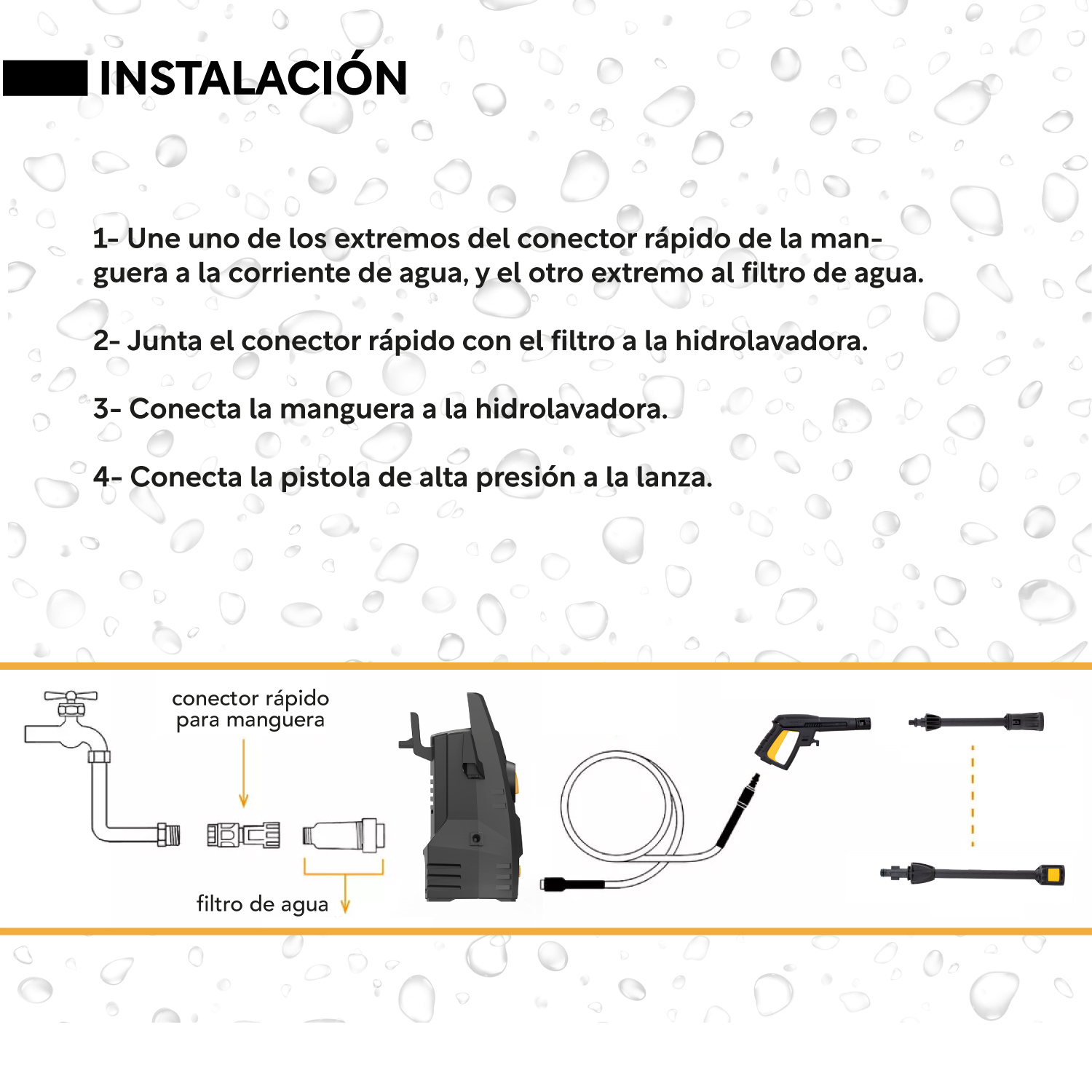 Foto 6 pulgar | Hidrolavadora Eléctrica Kingsman Negra Portátil 1300 PSI 1200 W + Accesorios