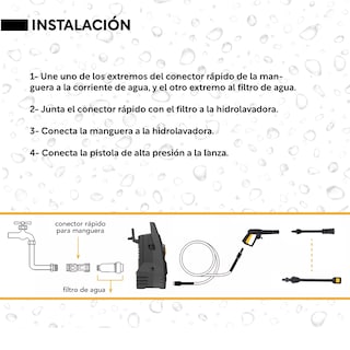 Foto 5 | Hidrolavadora Eléctrica Kingsman Negra Portátil 1300 PSI 1200 W + Accesorios