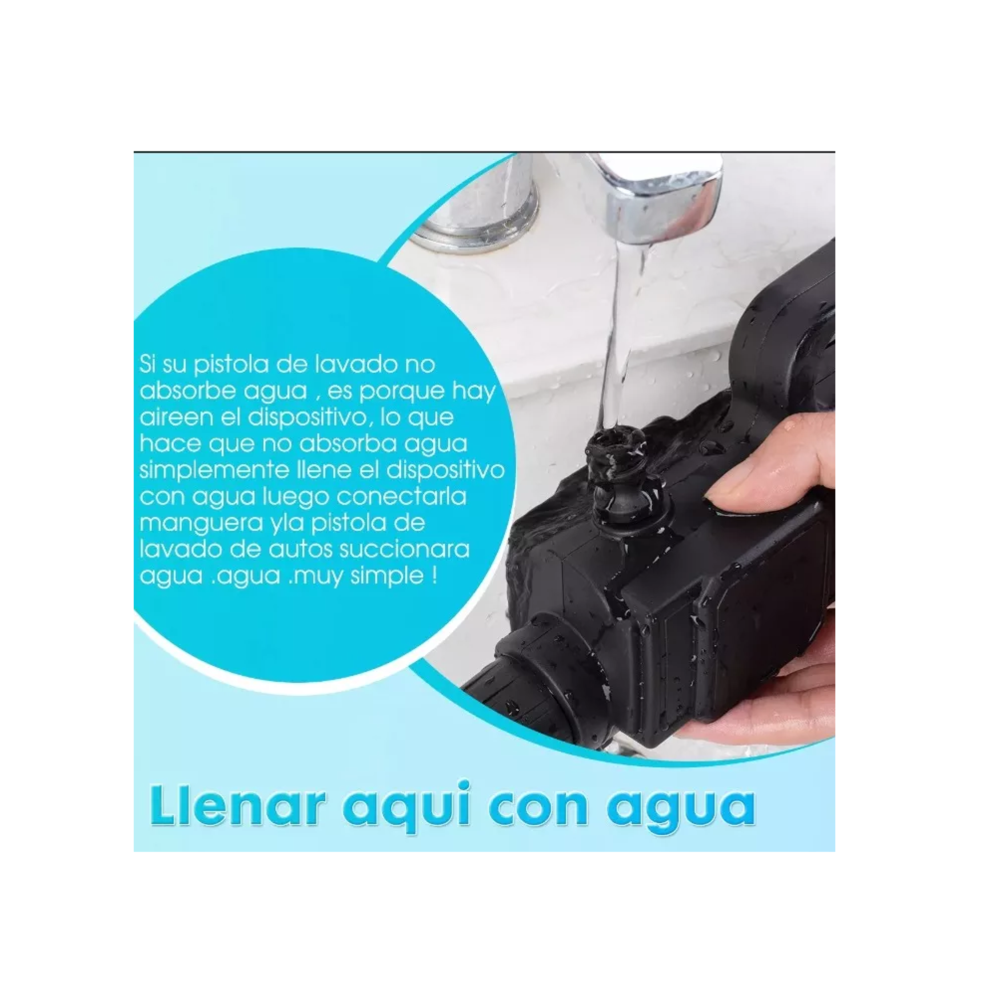 Foto 4 pulgar | Pistola De Lavado De Coche Hidrolavadora Inalámbrico Alta Presión Negro