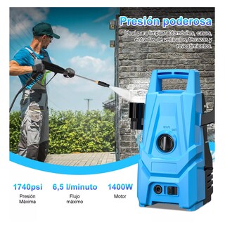 Foto 4 | Hidro Lavadora Eléctrica Portátil 1740psi Eo Safe Imports Esi-16037 Azul