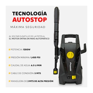 Foto 2 | Hidrolavadora Eléctrica 1200 Parazzini 1450psi 120v-60hz Color Negro Frecuencia 60hz 6.5 L/min