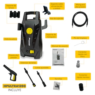Foto 3 | Hidrolavadora Eléctrica 1200 Parazzini 1450psi 120v-60hz Color Negro Frecuencia 60hz 6.5 L/min