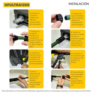 Foto 4 | Hidrolavadora Eléctrica 1200 Parazzini 1450psi 120v-60hz Color Negro Frecuencia 60hz 6.5 L/min