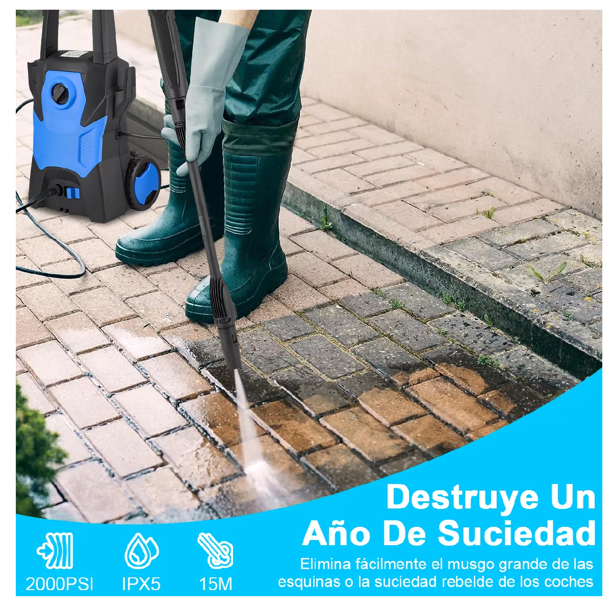 Foto 4 pulgar | Hidrolavadora Eléctrica Belug 1800w Alta Presión 2300 Psi Máxima Azul