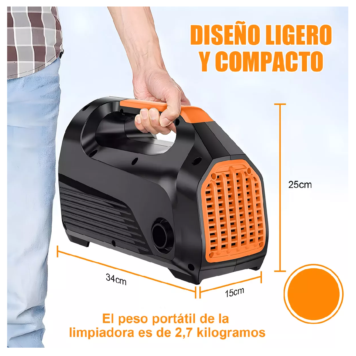 Foto 4 | Hidrolavadora Eléctrica Portátil Pistola De Lavado 2610 Psi Negro Naranja