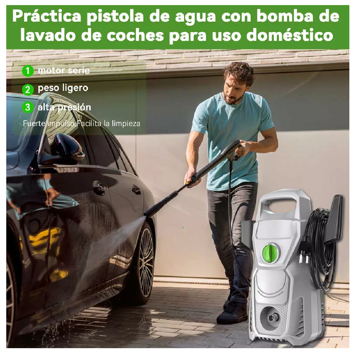 Foto 4 | Hidrolavadora Eléctrica 1400w 1600psi 110v Alta Presión Gris