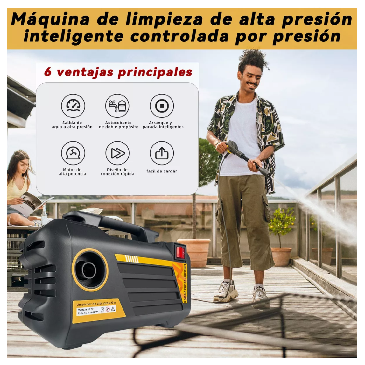 Foto 5 pulgar | Hidrolavadora Eléctrica Belug Compacta 1400w 1500psi