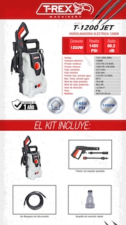 Foto 3 | Hidrolavadora Eléctrica T-Rex de 1200 w