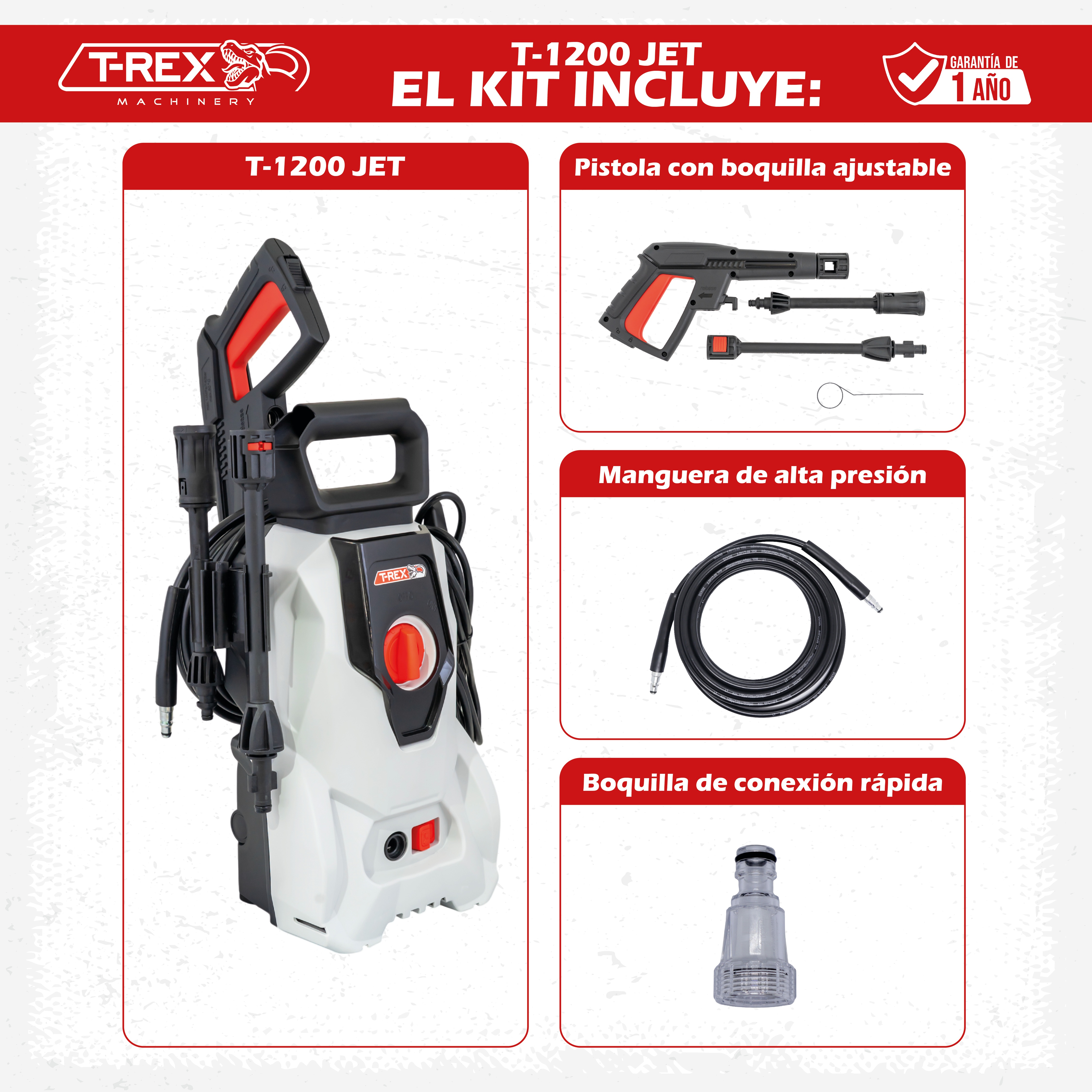 Foto 6 pulgar | Hidrolavadora Eléctrica T-Rex de 1200 w