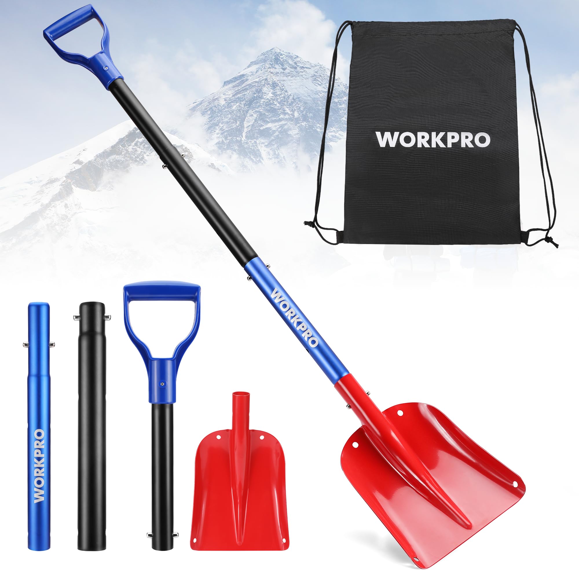 Pala De Nieve Workpro 47 Ajustable De Aluminio Con Bolsa De Almacenamiento - Venta Internacional.
