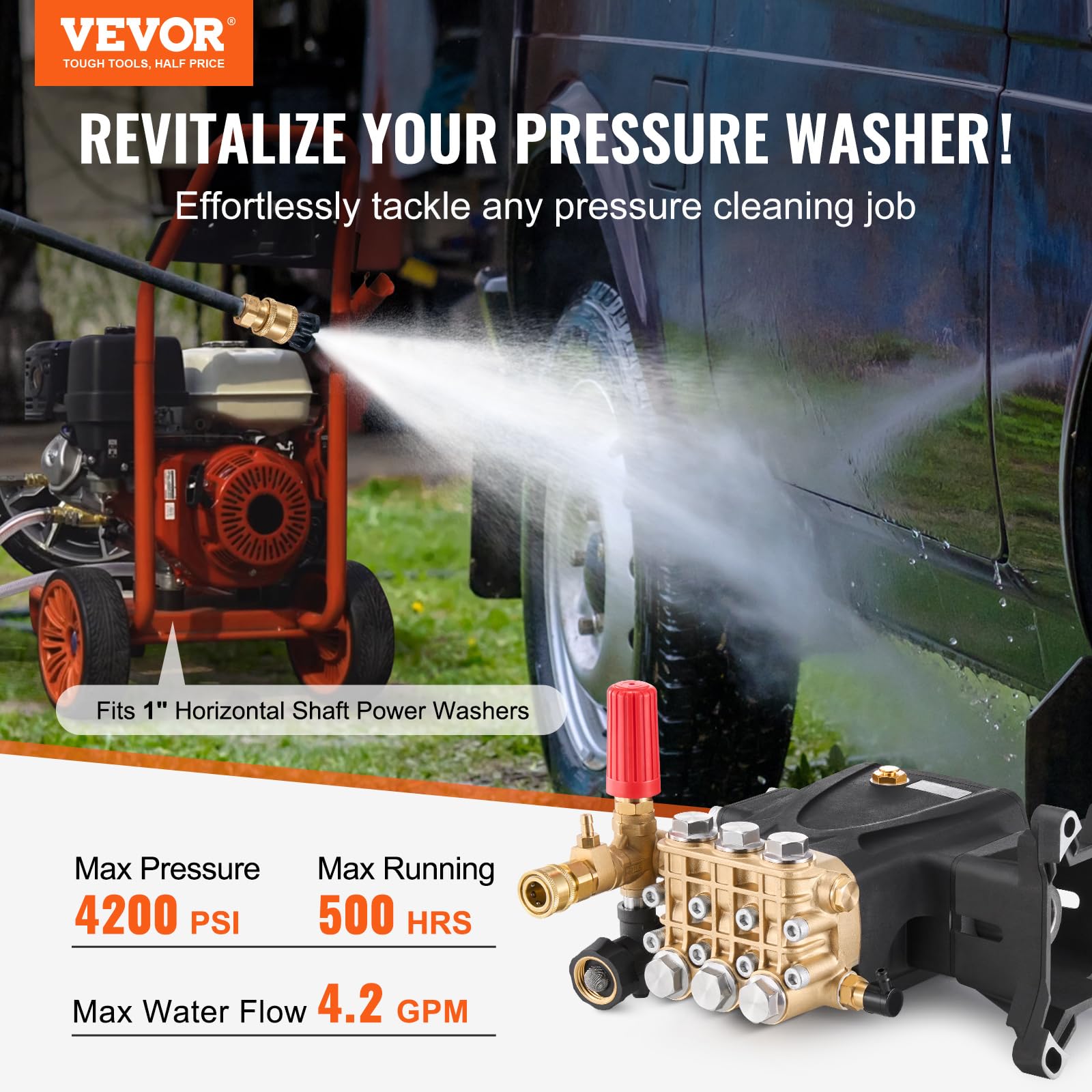 Foto 3 pulgar | Bomba de Lavado a Presión Vevor 4200 Psi 4,2 Gpm con 5 Boquillas - Venta Internacional