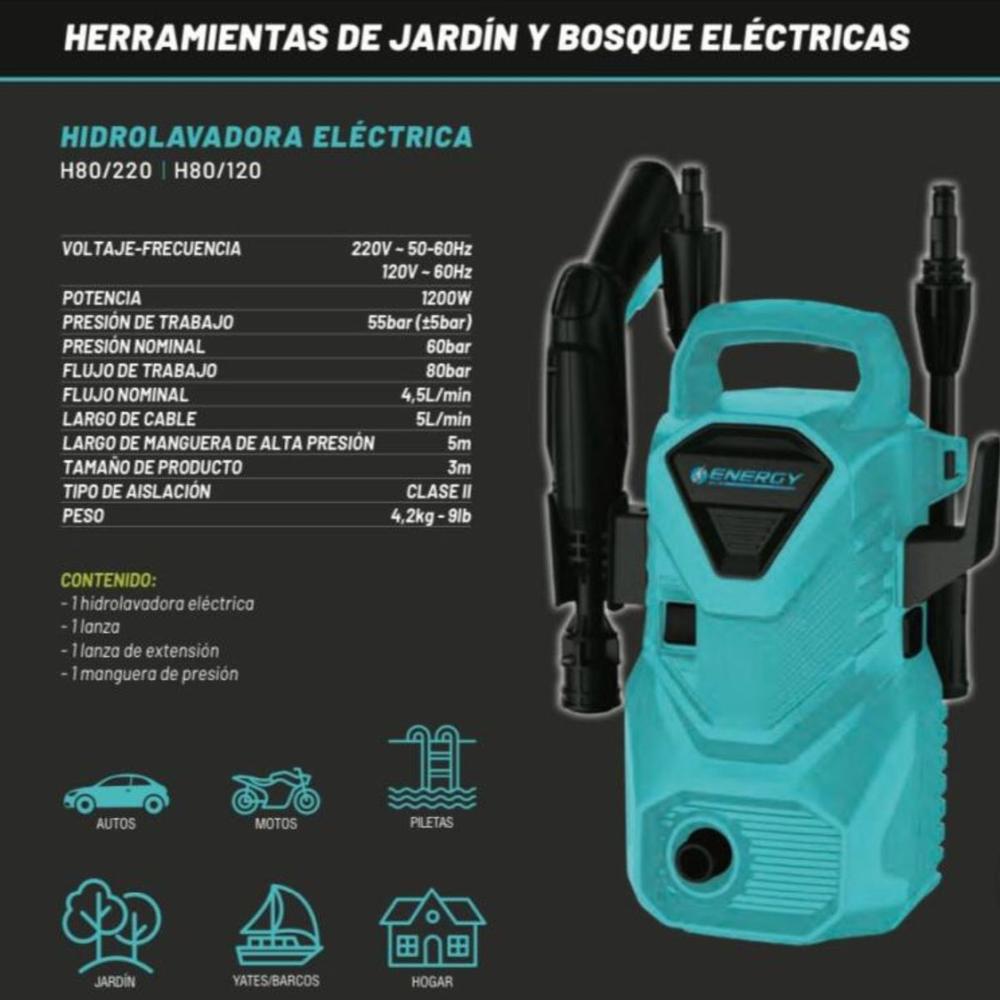 Foto 6 pulgar | Hidrolavadora Eléctrica H80/120 Energy 1200w 120v 90bar +acc