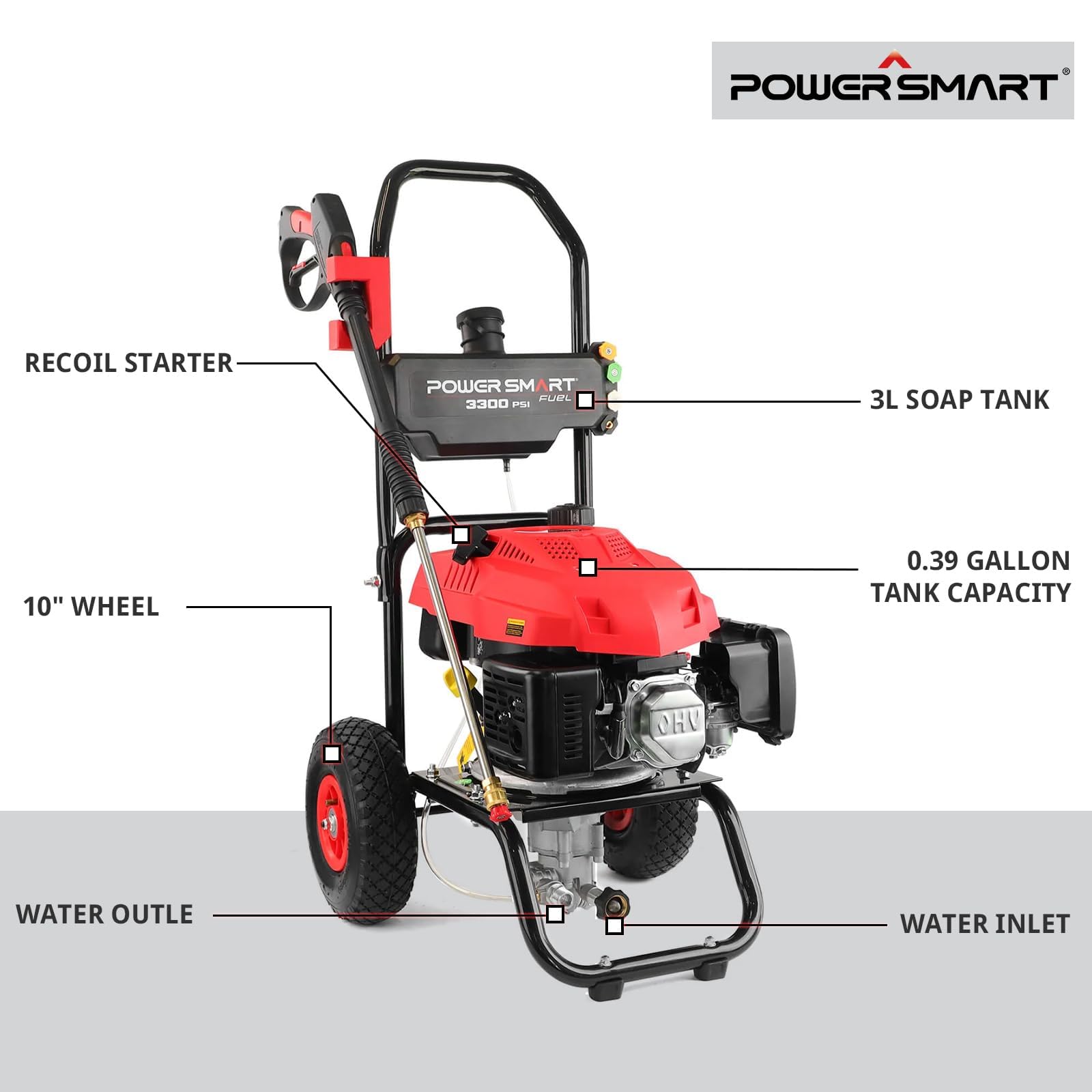 Foto 6 pulgar | Lavadora A Presión A Gas Powersmart 3500 Psi 2.5 Gpm 3800w - Venta Internacional.