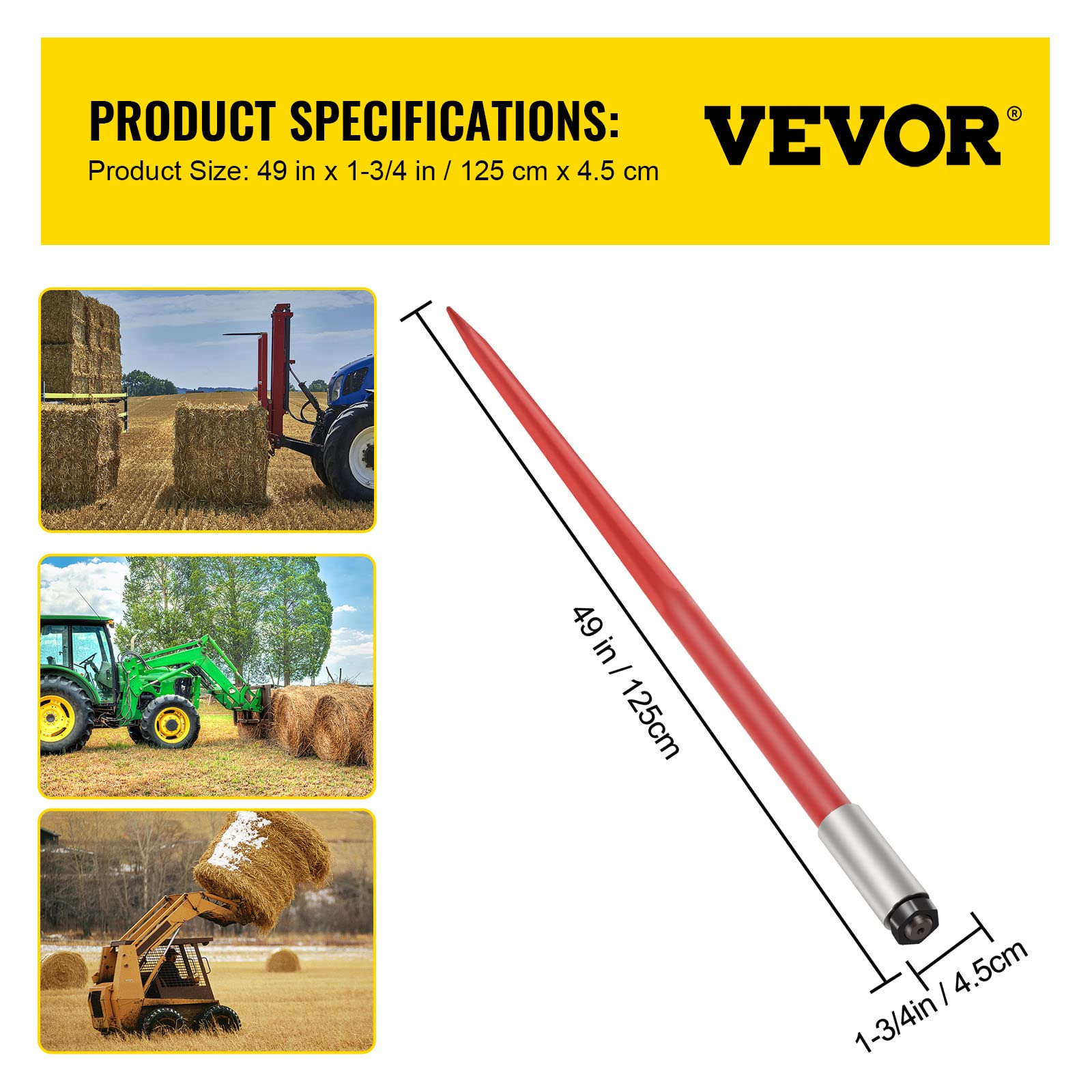 Foto 7 | Lanza Hay Spear Mophorn 49 Bale, 20,41 Kg De Capacidad, Revestida De Rojo - Venta Internacional.