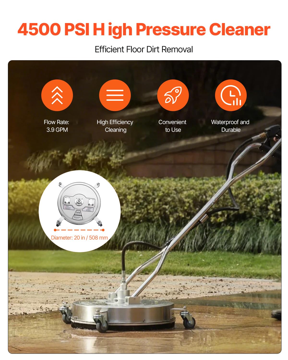 Foto 2 | Limpiador De Superficies Para Lavadora A Presión Vevor 20, 4500 Psi Como Máximo - Venta Internacional.