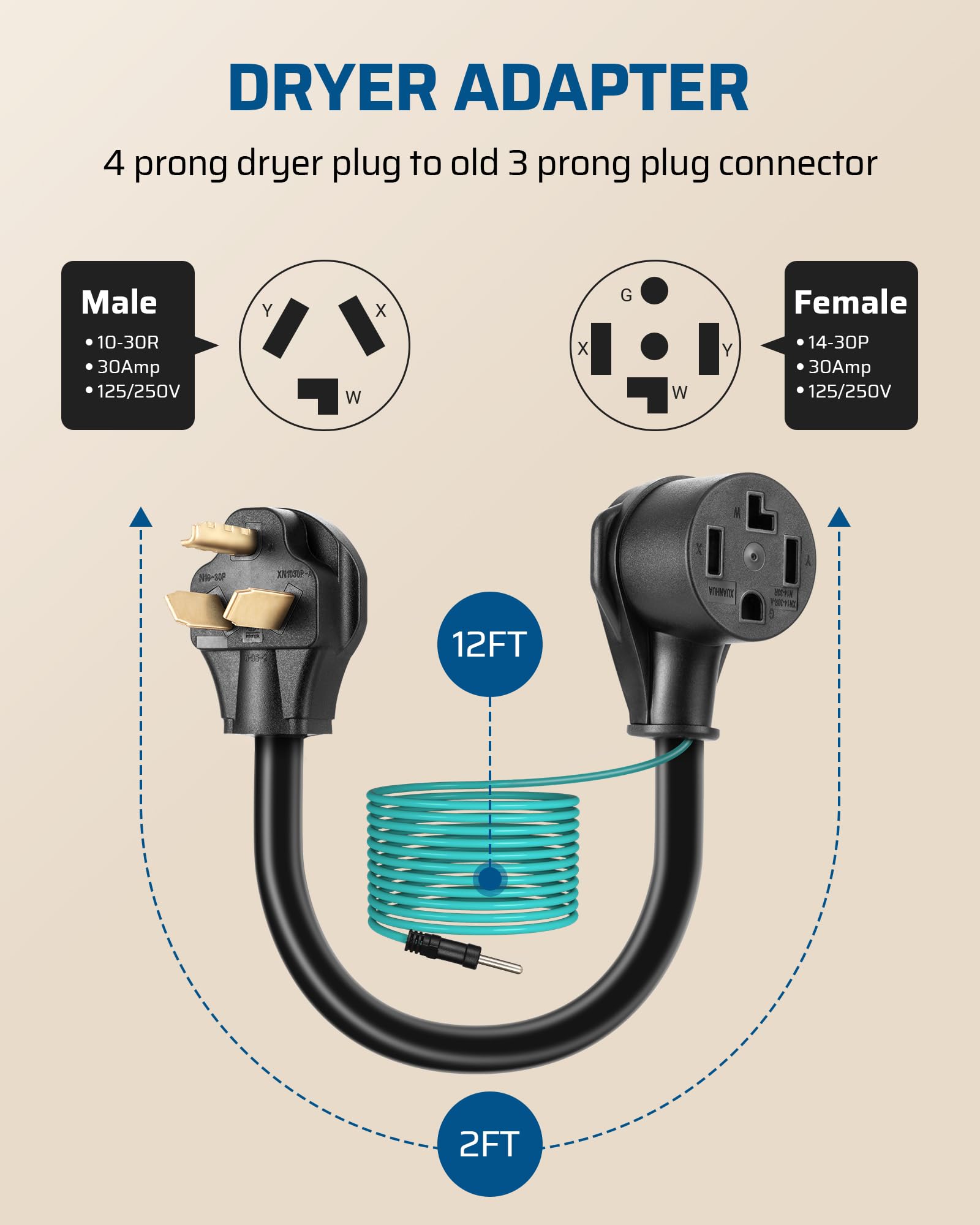 Foto 8 pulgar | Adaptador De Enchufe Para Secadora Dewenwils De 4 A 3 Clavijas, 30 A/250 V - Venta Internacional.