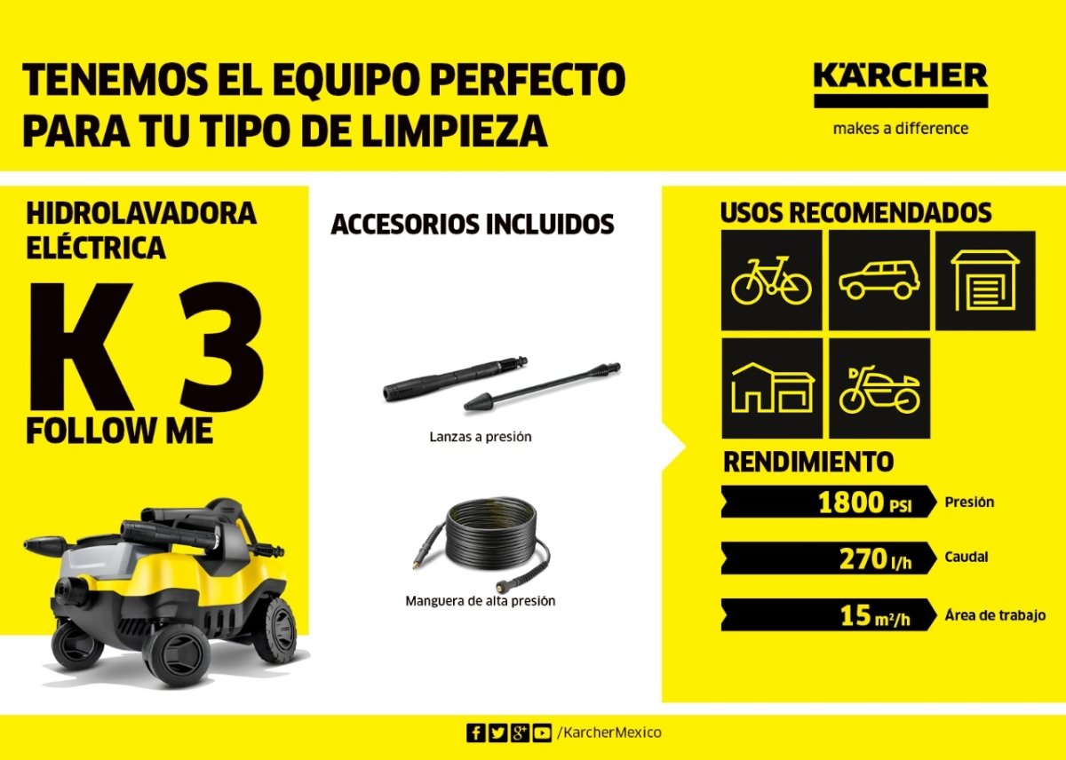 Foto 4 pulgar | Hidrolavadora K3 Follow Me Karcher