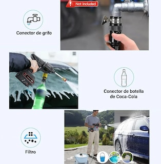 Foto 3 | Xtellar Hidrolavadora Eléctrica Inalámbrica Portátil Potente Y Compacta Limpieza Con 550w Y 680psi Negra