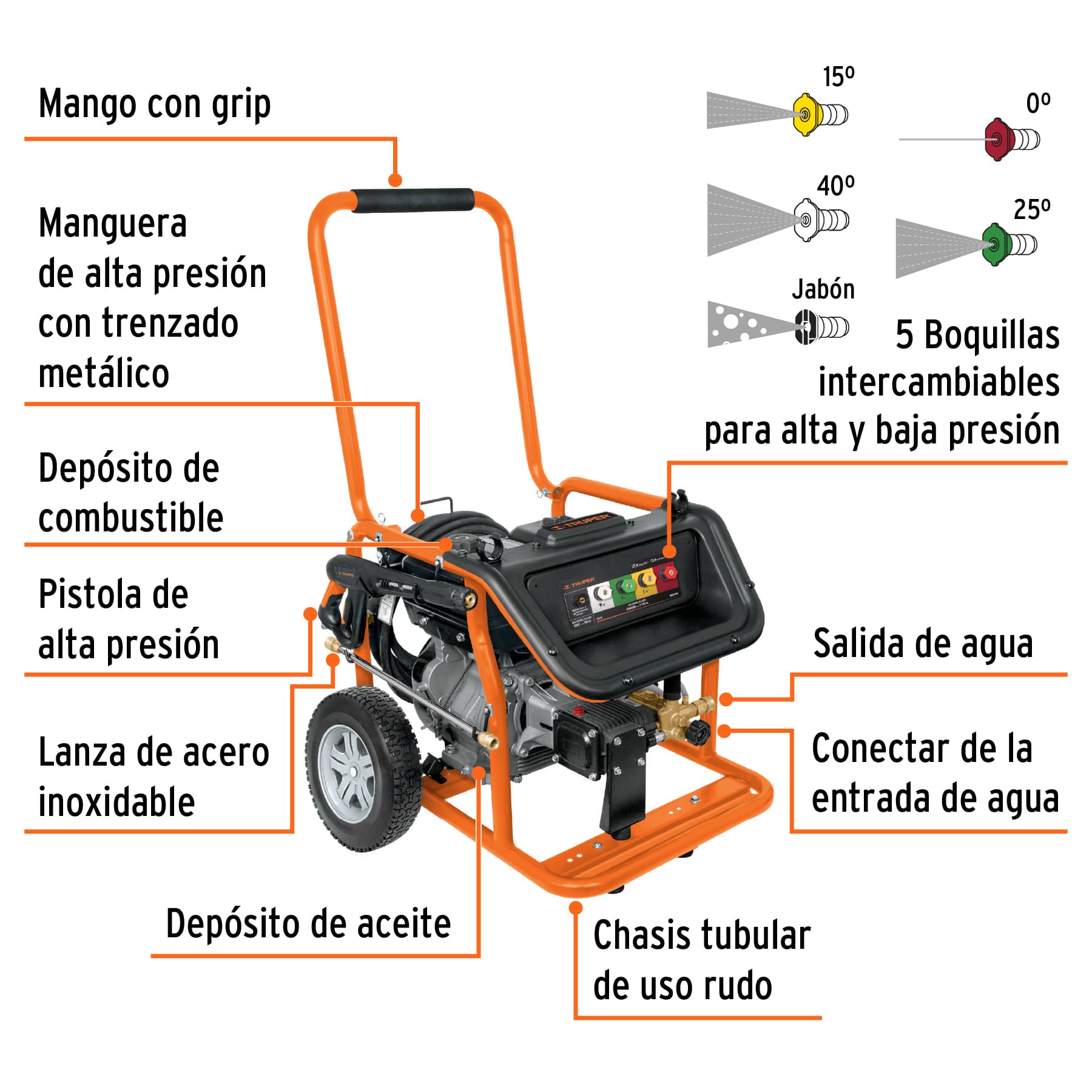 Foto 2 | Hidrolavadora de Gasolina Truper LAGAS-4000 color Naranja