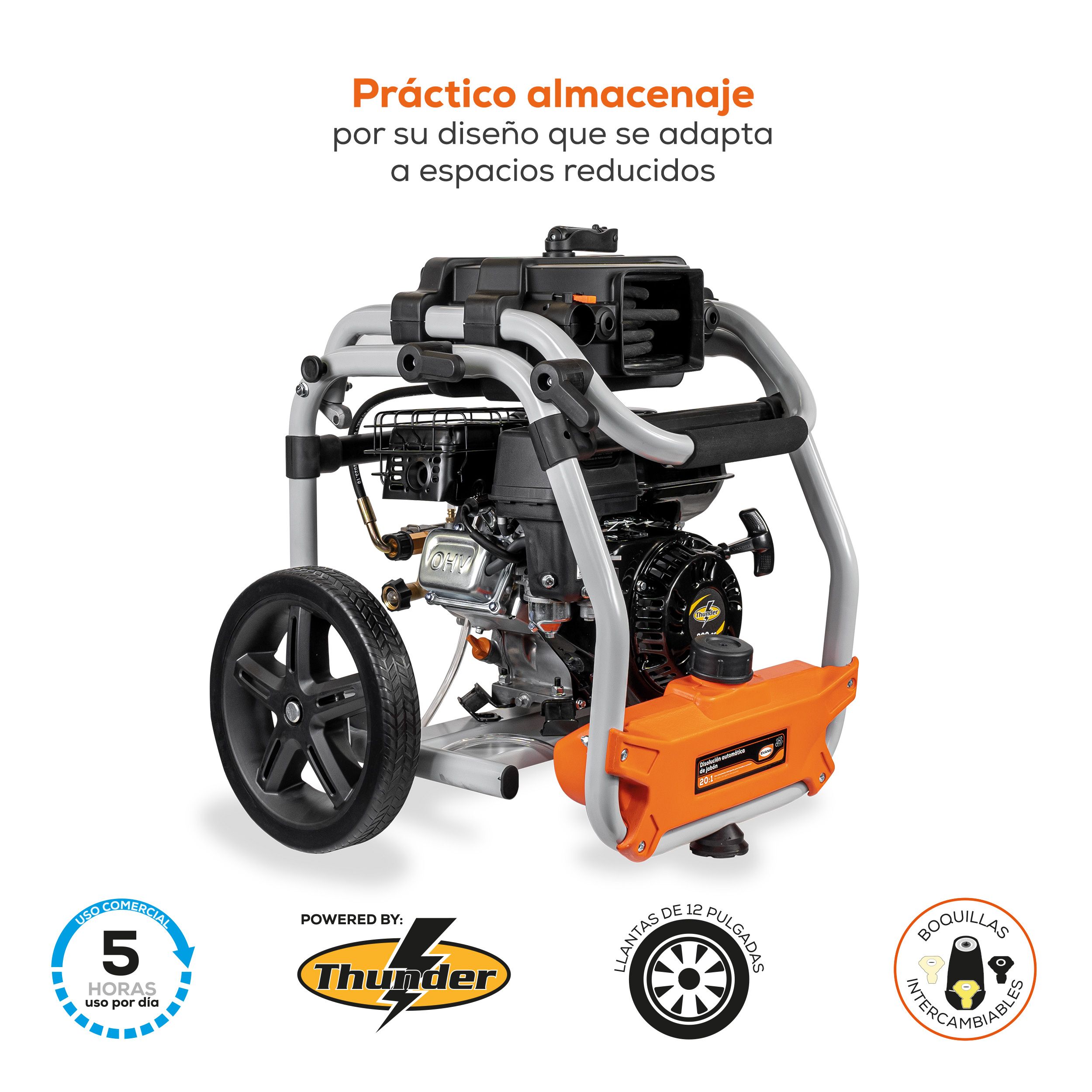 Foto 4 pulgar | Hidrolavadora 6.50hp Motor Gasolina Thunder Con Bomba Axial 9lpm 3200 Psi