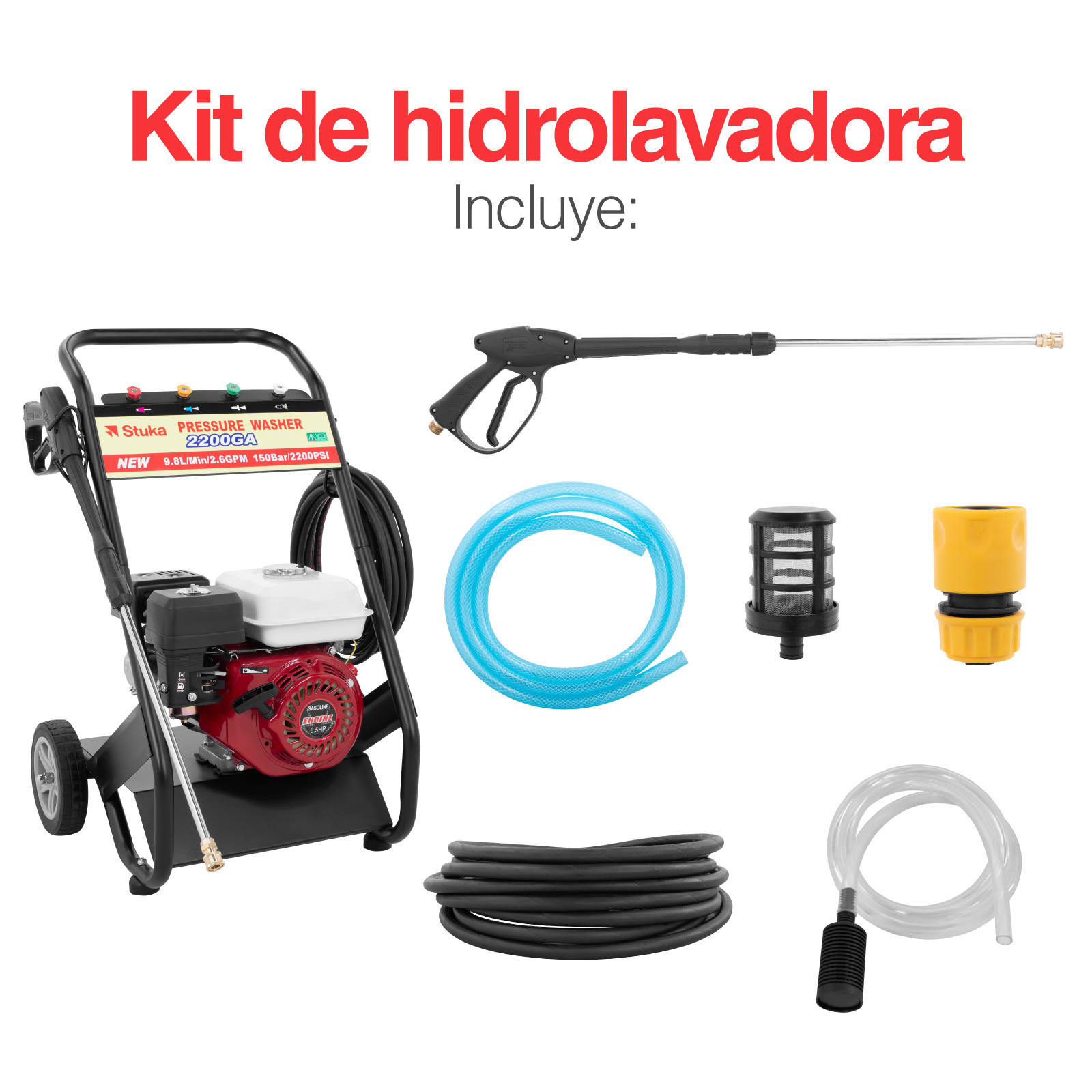 Foto 5 | Hidrolavadora De Gasolina Industrial 6.5hp 2200psi 3400rpm Color Bordó