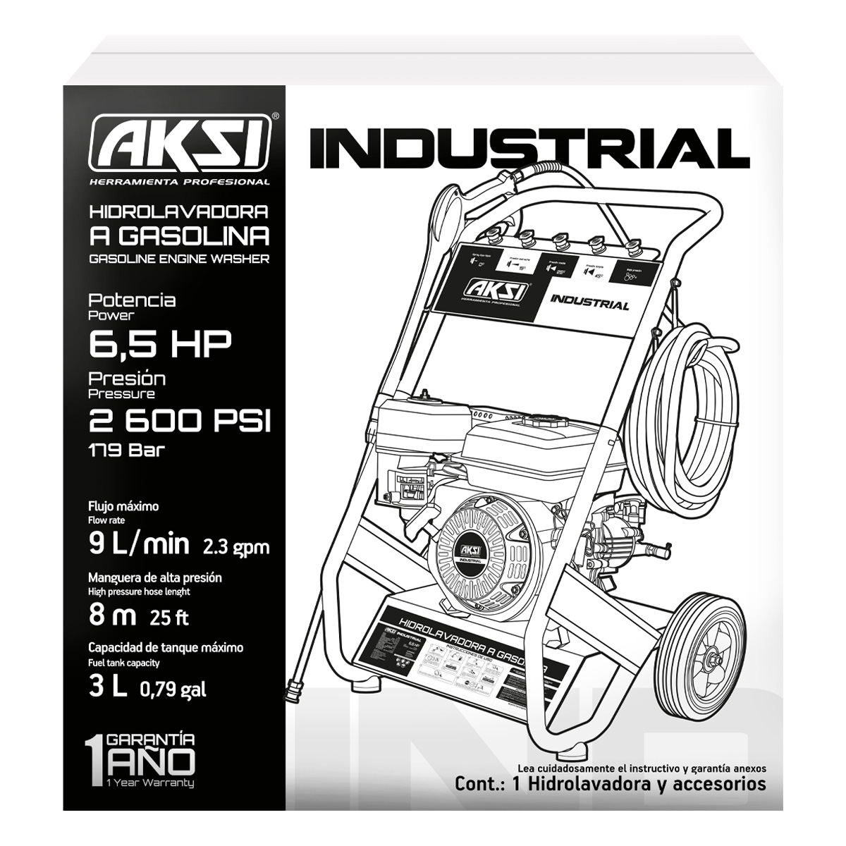 Foto 5 pulgar | Hidrolavadora A Gasolina Aksi 6.5 Hp Industrial