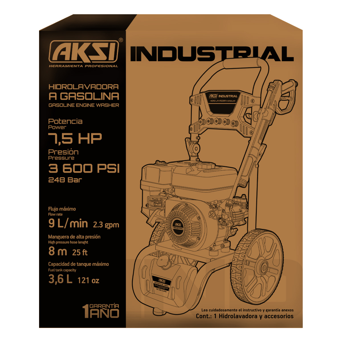 Foto 4 pulgar | Hidrolavadora A Gasolina Aksi 7.5 Hp Industrial