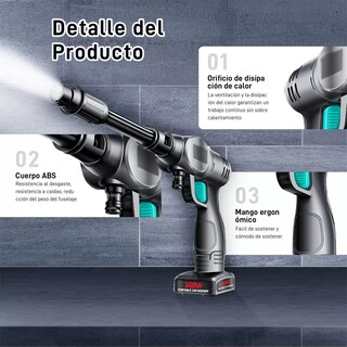 Foto 3 | Pistola Inalámbrica Hidrolavadora Eléctrica + 2 Pilas Eo Safe Imports Esi-9523 Gris