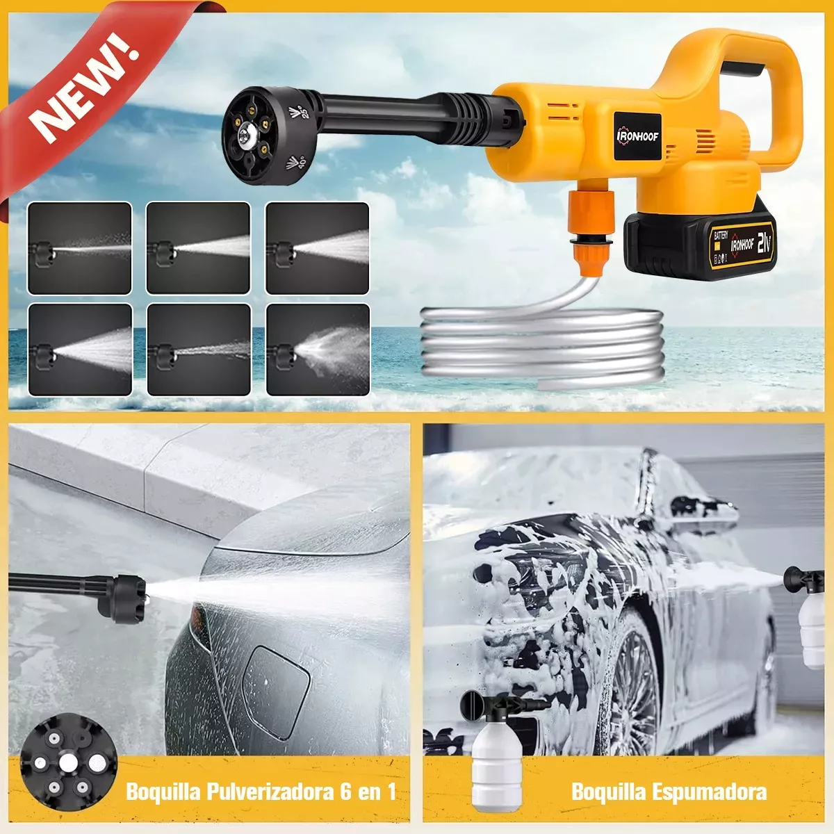 Foto 4 pulgar | Pistola Hidrolavadora Portatil Eléctrica Inalámbrico 6 En 1 Eo Safe Imports Esi-17916 Amarillo