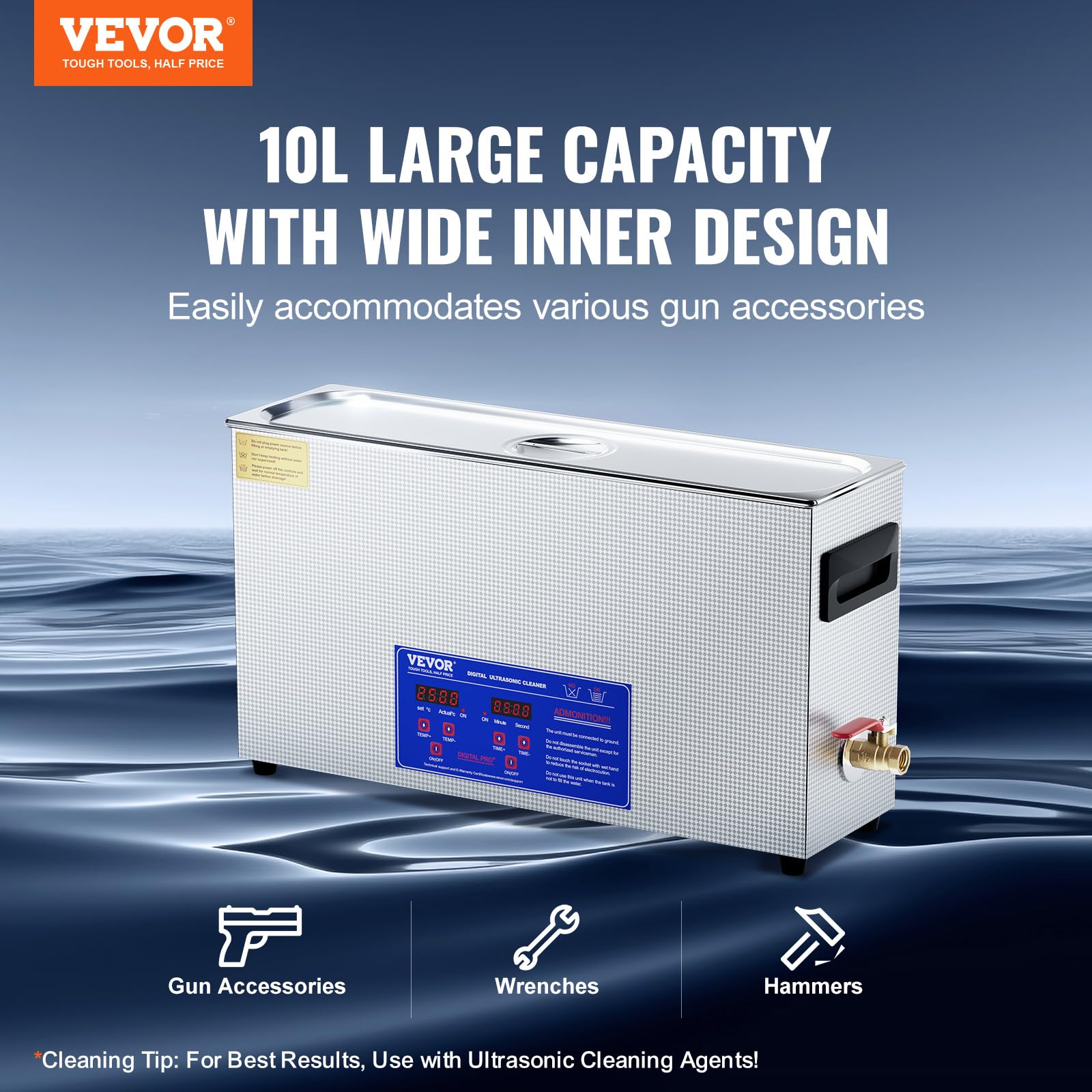 Foto 3 pulgar | Limpiador De Armas Sónico Vevor 10l 300 W Con Temporizador Y Calentador 40 Khz - Venta Internacional.