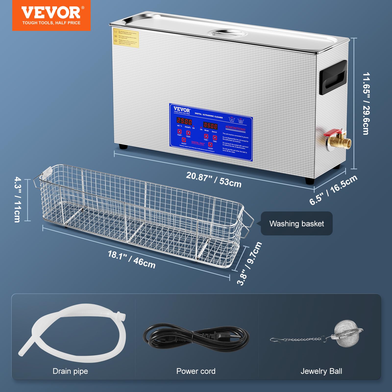 Foto 8 pulgar | Limpiador De Armas Sónico Vevor 10l 300 W Con Temporizador Y Calentador 40 Khz - Venta Internacional.