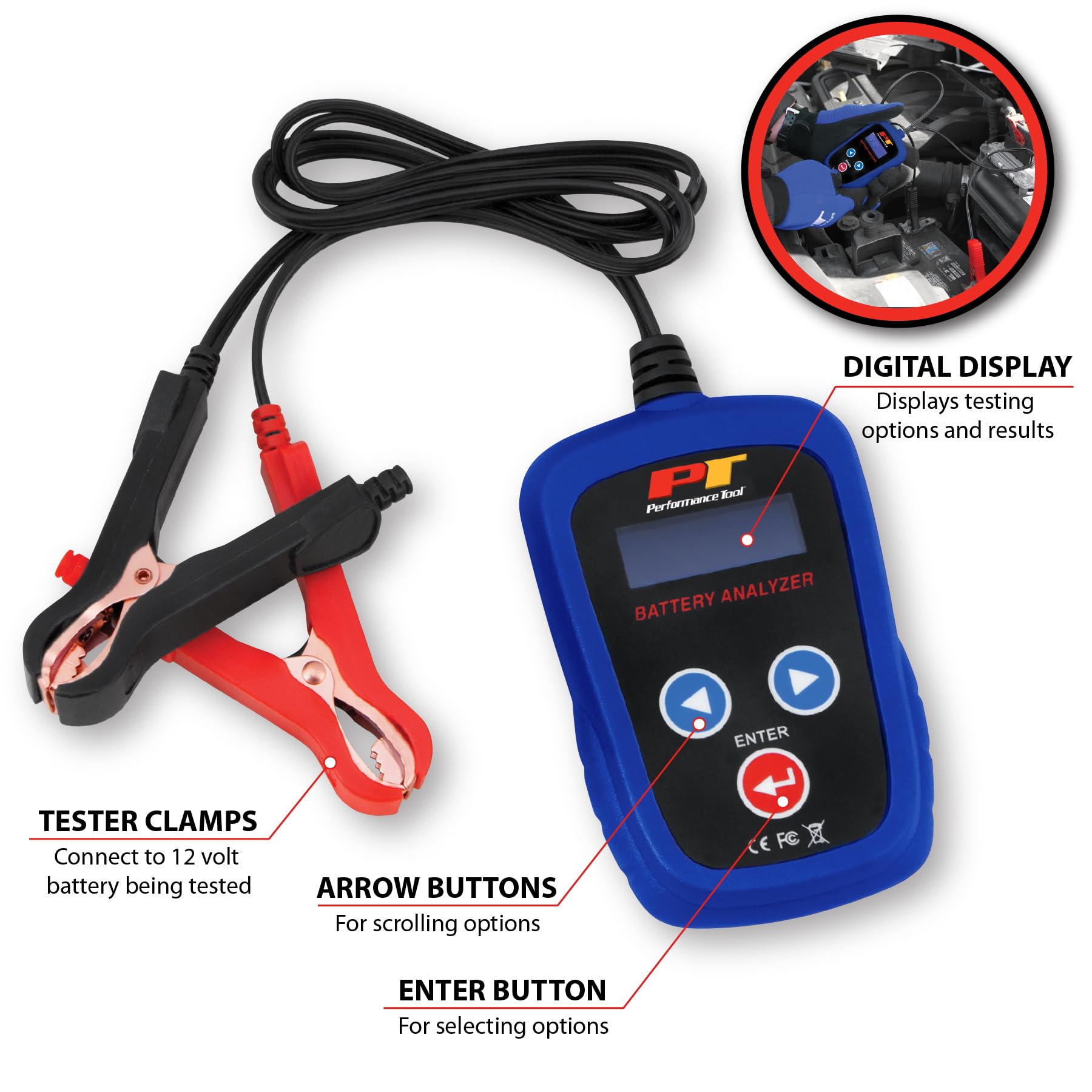 Foto 4 pulgar | Probador De Baterías De Coche Performance Tool Digital W2999 12 V - Venta Internacional.