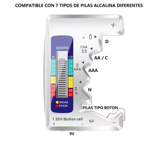 Foto 4 pulgar | Checador Pilas Alcalinas Voltímetro Medidor